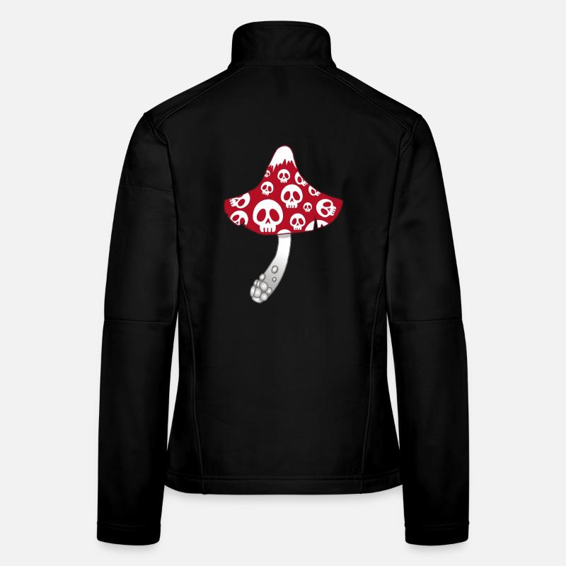 Red Mushroom with White Skulls Women's Softshell Jacket