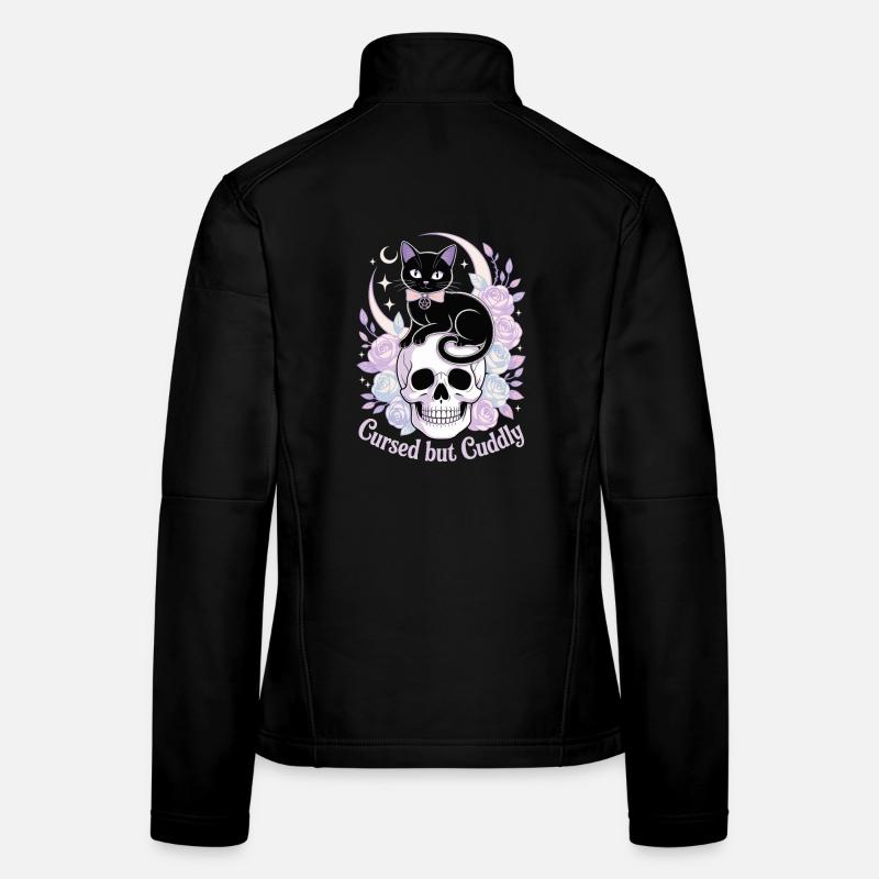 Cursed and Cuddly: Cat Skull Women's Softshell Jacket