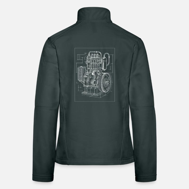 Industrial Engine Blueprint Women's Softshell Jacket