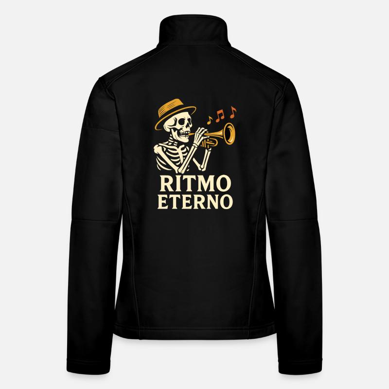 Ritmo Eterno: Jazz/Latin trumpeter skeleton - Women's Softshell Jacket - black