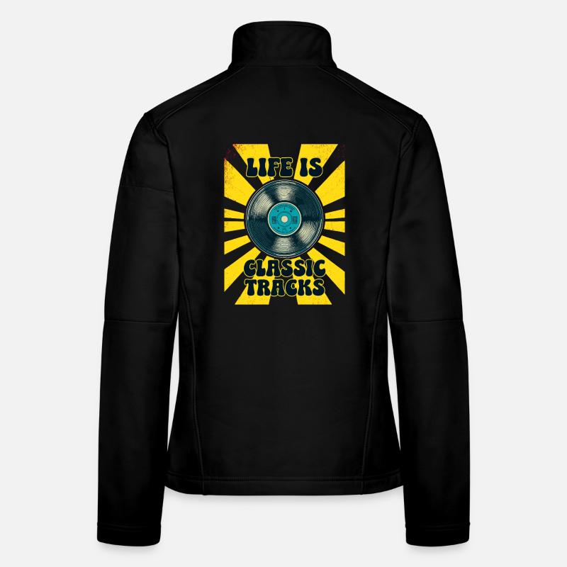 LIFE IS CLASSIC TRACKS Retro 70s Vinyl - Women's Softshell Jacket - black