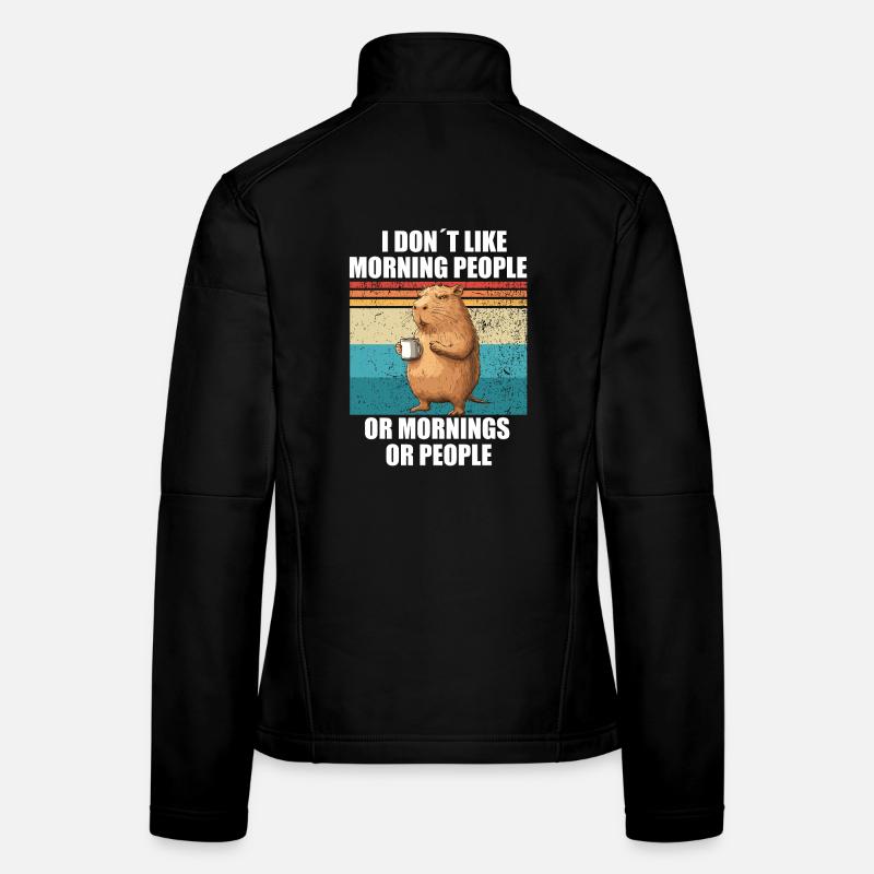 Capybara mit Kaffee I dont like Morning People - Frauen Softshelljacke - Schwarz