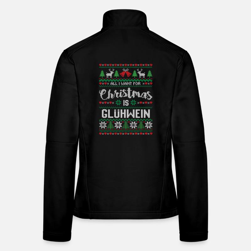 Fête de pull de Noël moche au vin chaud Veste en tissu softshell Femme