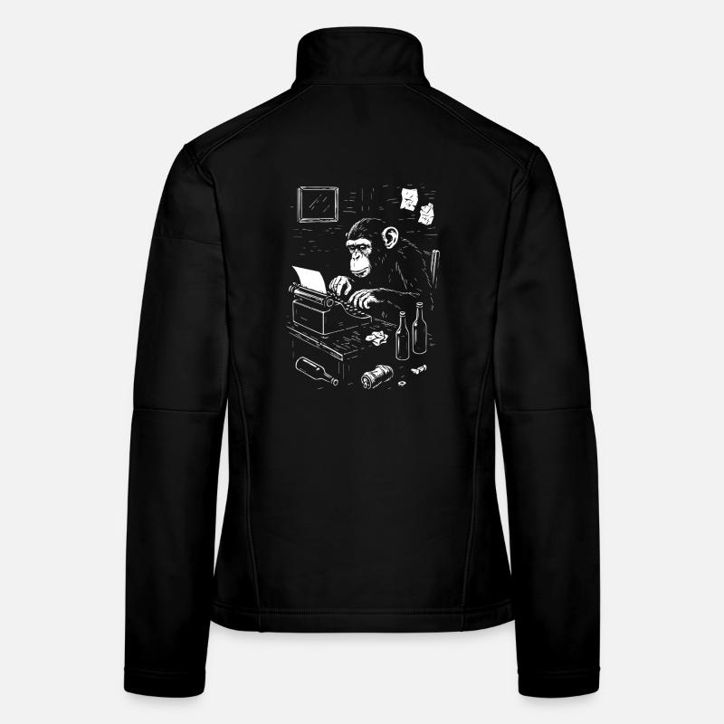 Affenschreiber auf Vintage-Schreibmaschine Frauen Softshelljacke