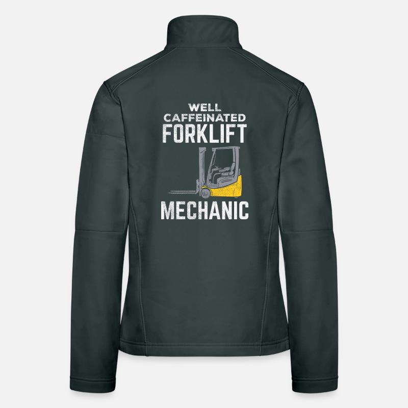 Well Caffeinated Forklift Mechanic Design Frauen Softshelljacke