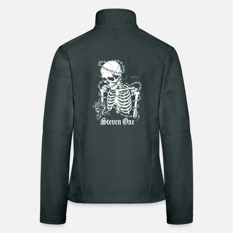 Skeleton with chain and flower Women's Softshell Jacket
