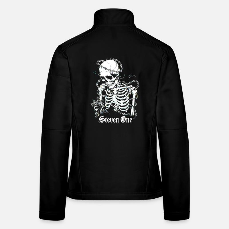 Skeleton with chain and flower Women's Softshell Jacket