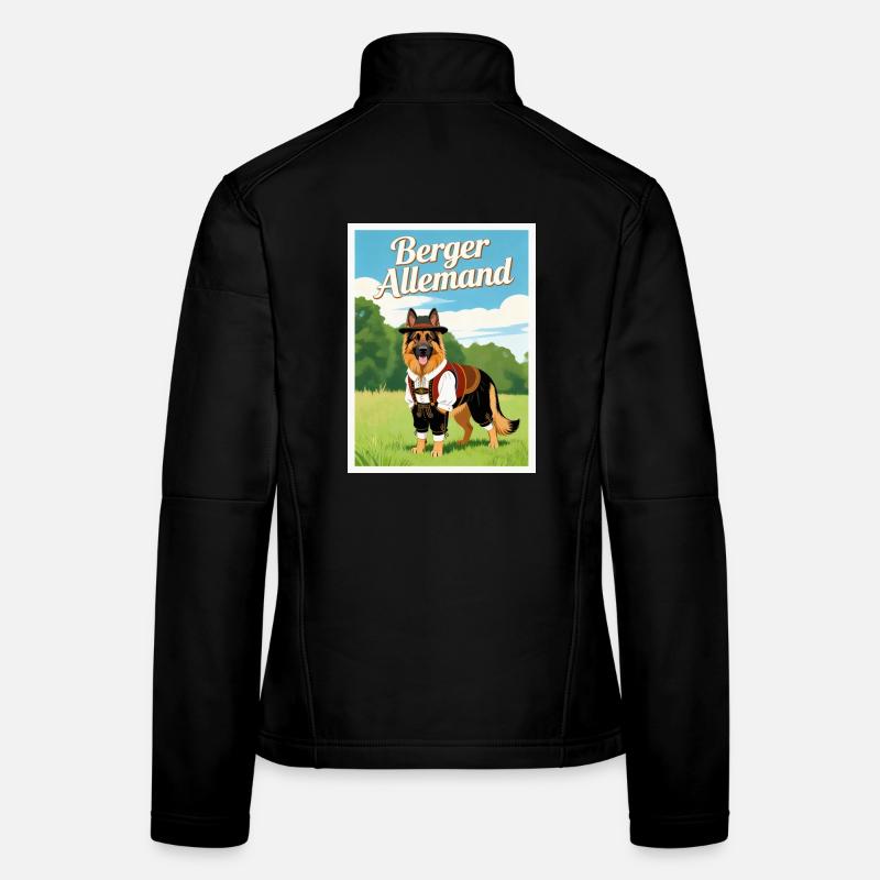 German Shepherd in Bavarian costume - Women's Softshell Jacket - black