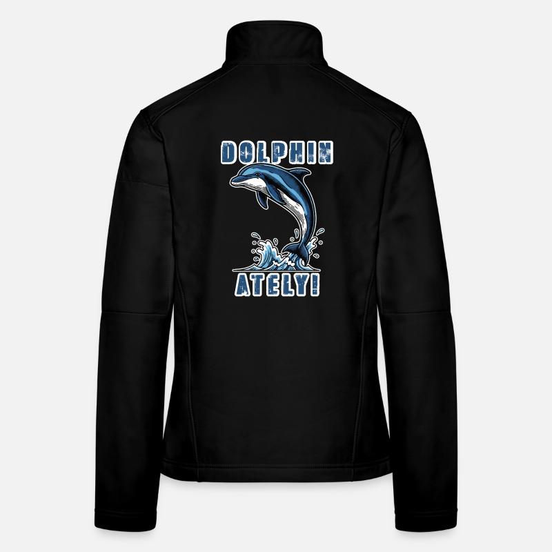 Vintagischer Delfinart-Delfin-Humor Frauen Softshelljacke