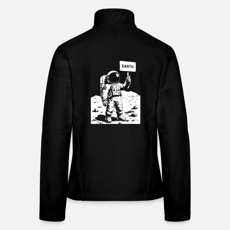Astronaut on the moon holding a sign - Women's Softshell Jacket - black