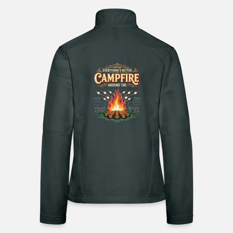 Campfire Marshmallow Alles ist besser Campingplatz Frauen Softshelljacke