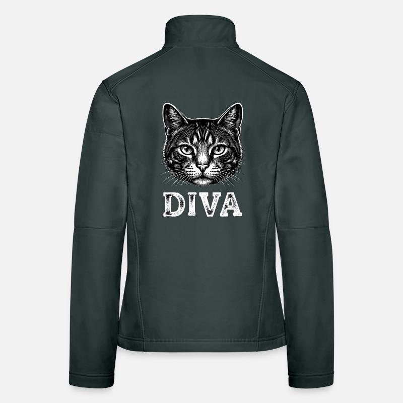 Diva Cat – Motif élégant du chat Veste en tissu softshell Femme