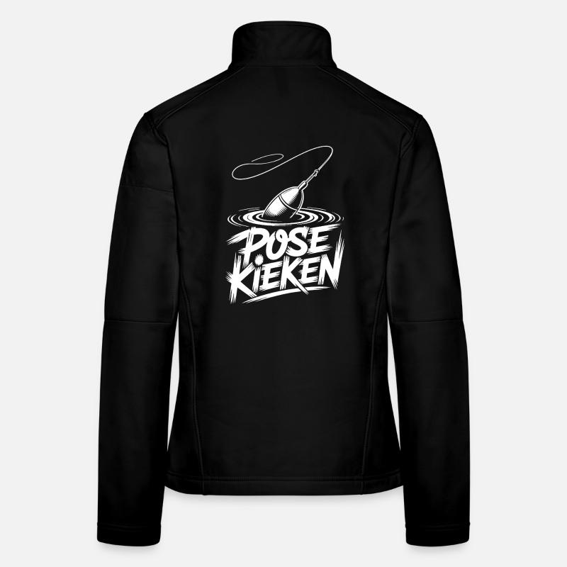Angeln Spruch Pose Frauen Softshelljacke