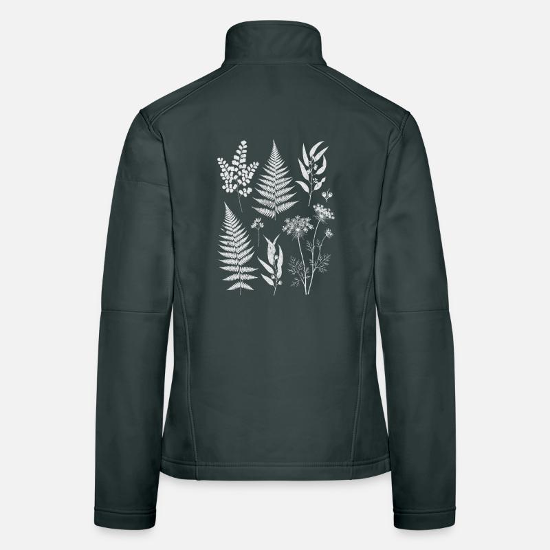 Botanical silhouettes in white Women's Softshell Jacket