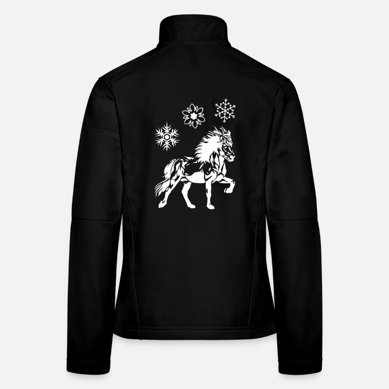 Edles Islandpferd Tölt Eiskristalle Damen Mädchen Frauen Softshelljacke