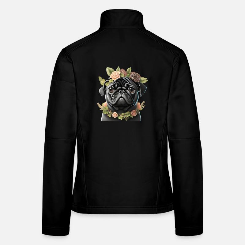 Pug with wreath Women's Softshell Jacket