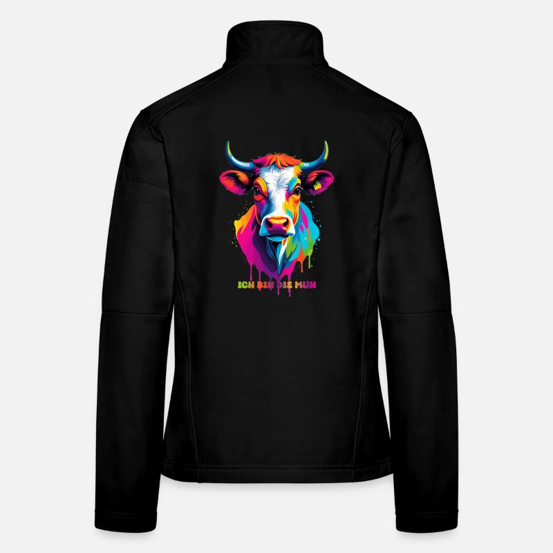 Vache colorée mignonne Veste en tissu softshell Femme