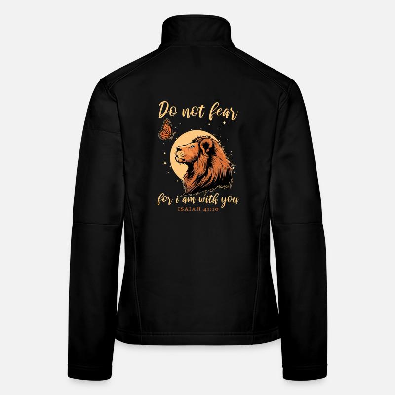 Lion, Butterfly, Bible Verse, Christian - Women's Softshell Jacket - black