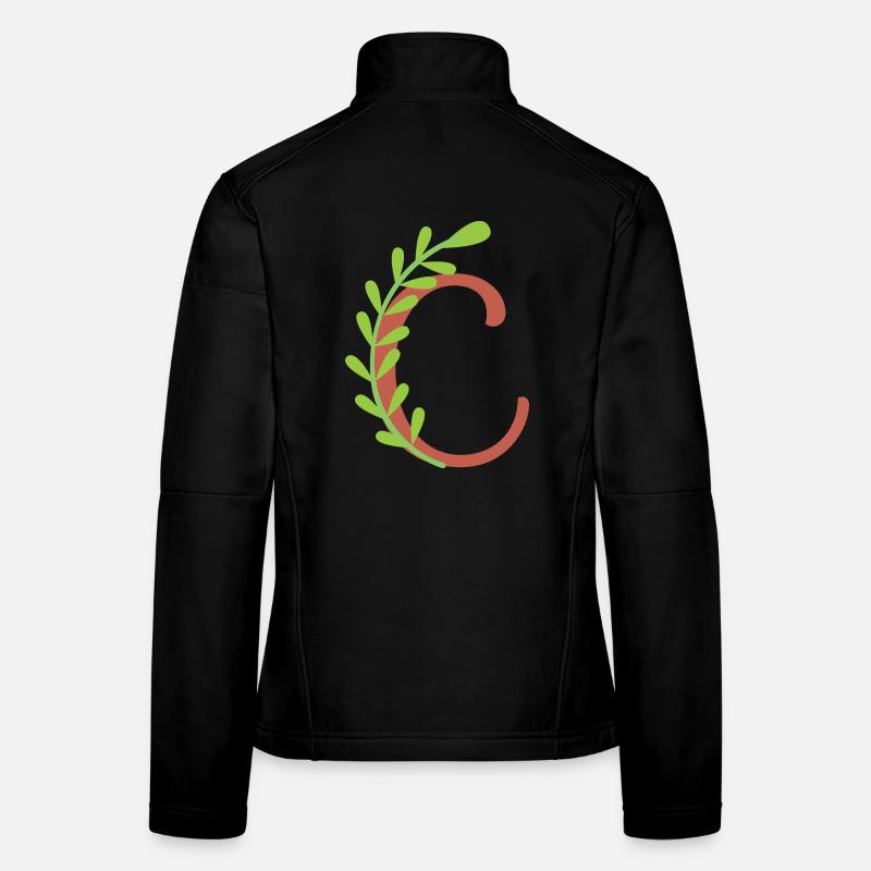Elegant letter 'C' with flowers Women's Softshell Jacket