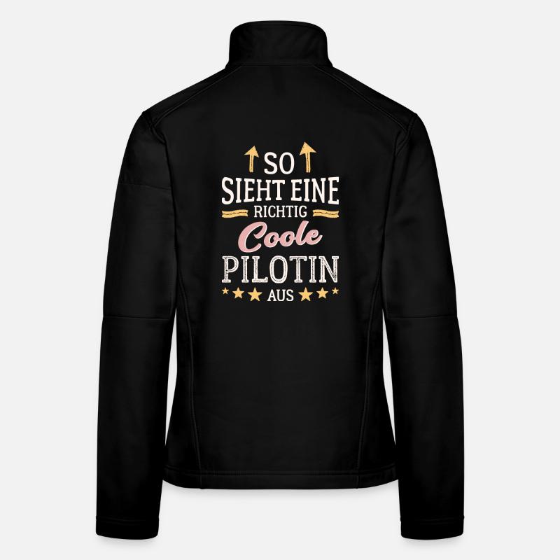 So sieht eine richtig coole Pilotin aus Fliegerin Frauen Softshelljacke