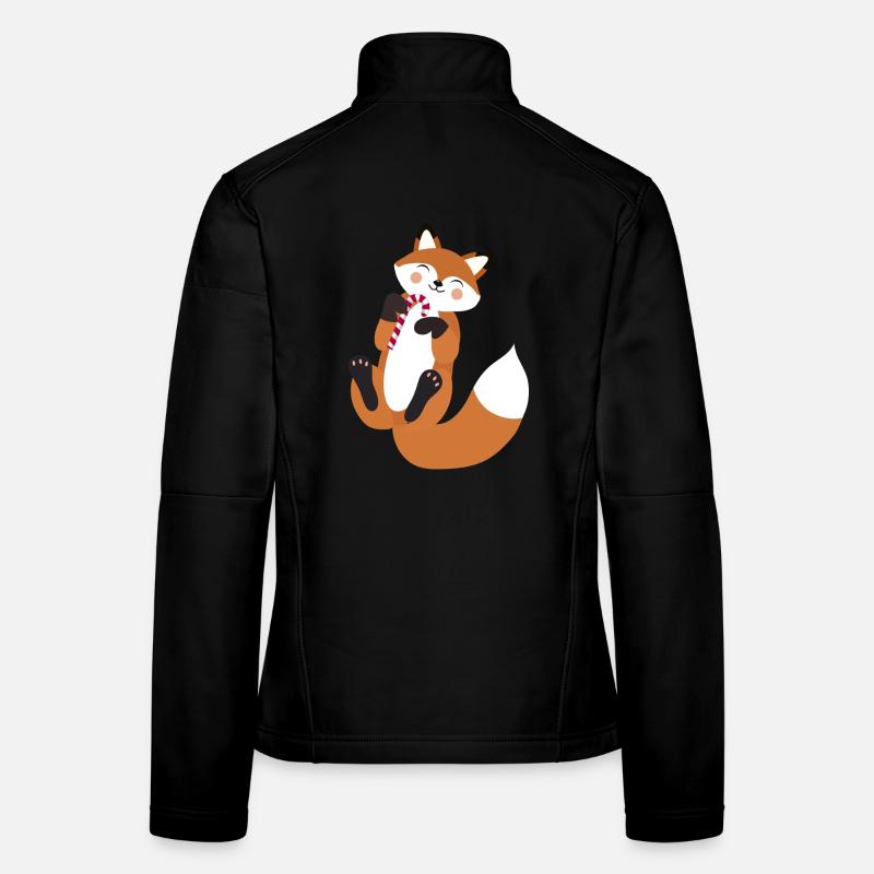 Playful fox with candy cane for Christmas Women's Softshell Jacket