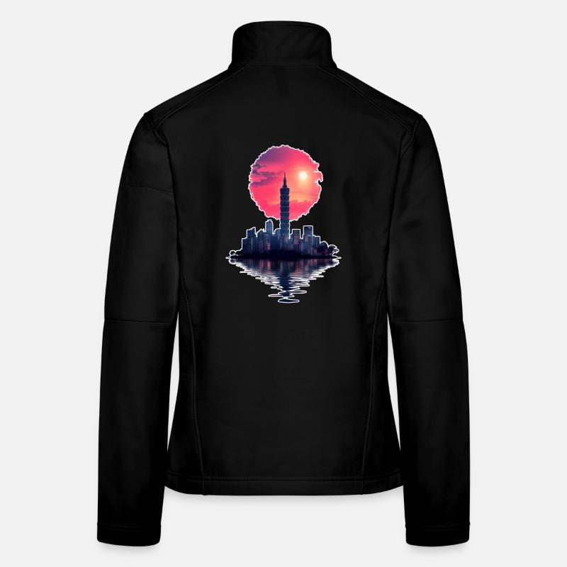 Neon Sunset – City meets horizon - Women's Softshell Jacket - black