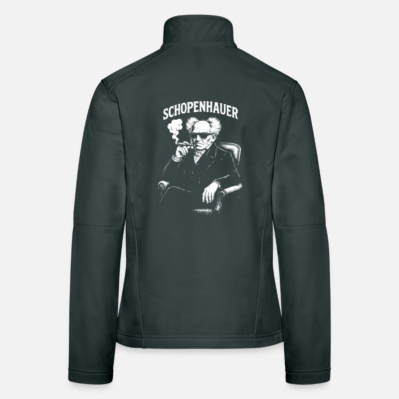 Schopenhauer Philosopher Smoking a Cigar Portrait Women's Softshell Jacket