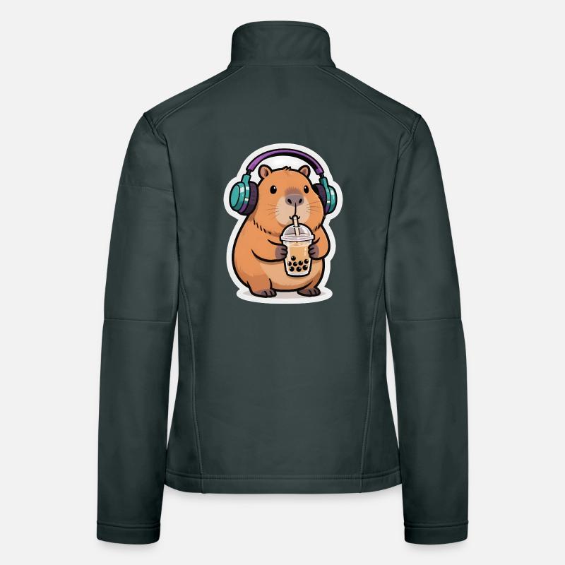 Süßes Capybara Bubble Tea Kawaii Tier Geschenk Frauen Softshelljacke