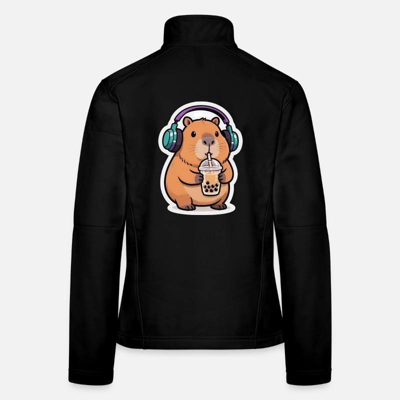 Süßes Capybara Bubble Tea Kawaii Tier Geschenk Frauen Softshelljacke