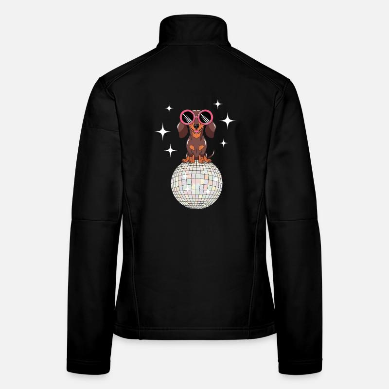 Teckel boule disco des années 80 Rétro Drôle Veste en tissu softshell Femme