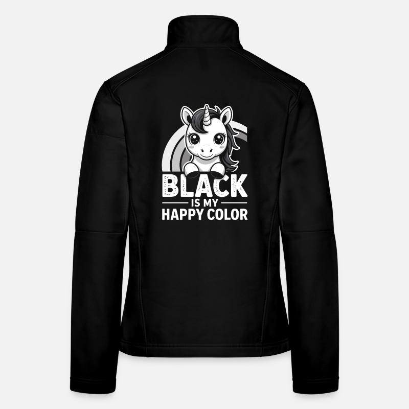 Licorne Noire Joyeuse Couleur Veste en tissu softshell Femme