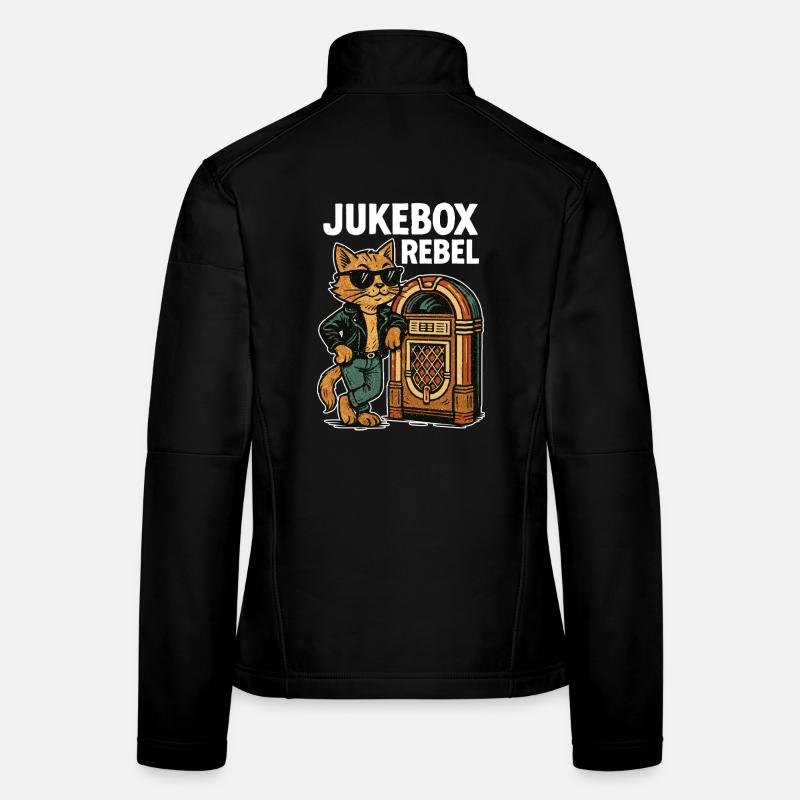 Rockabilly Jukebox Coole Katze Rebell Retro Gesche Frauen Softshelljacke