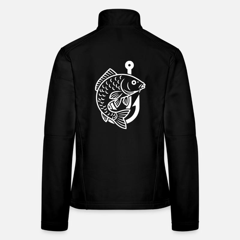 Carp Jumping Fish Fishing Hook Women's Softshell Jacket
