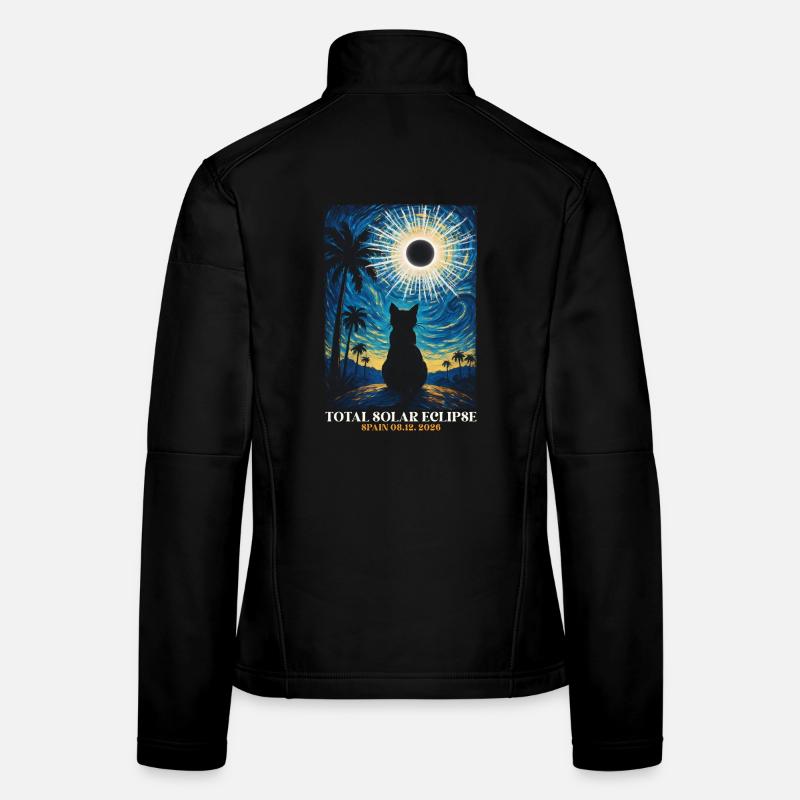 Éclipse solaire totale à la manière de Van Gogh Espagne 2026 Veste en tissu softshell Femme