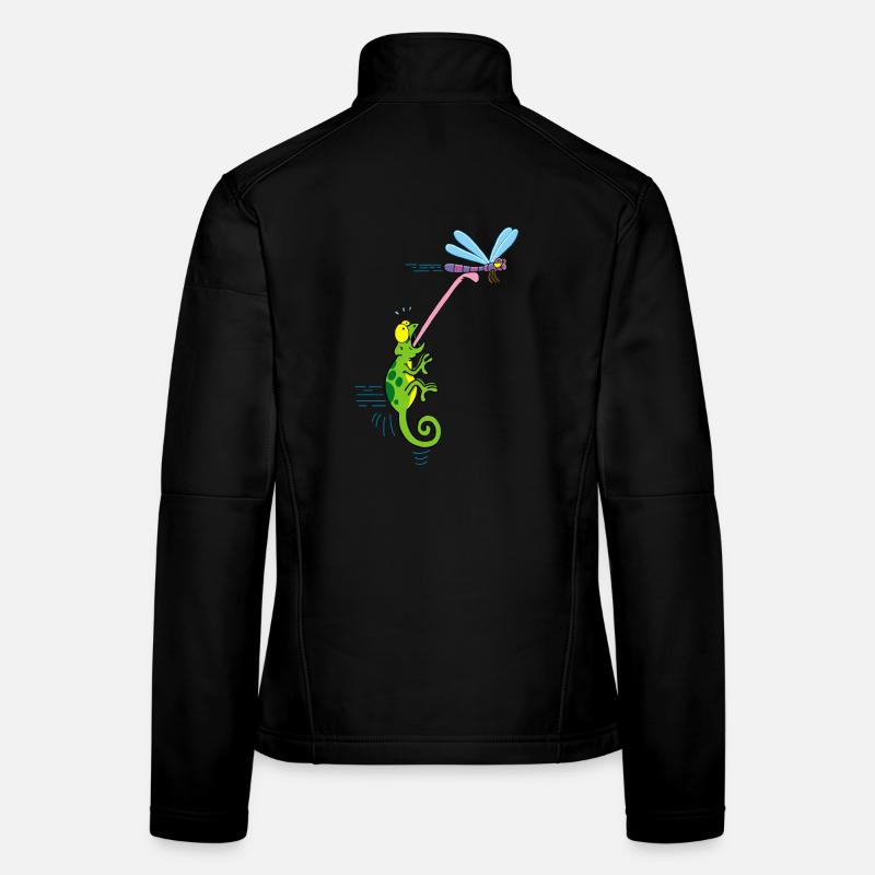 Chamäleon und Libellen - Frauen Softshelljacke - Schwarz