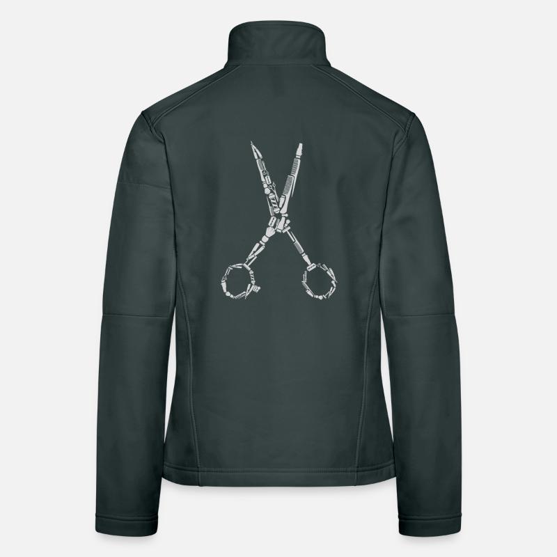 Art de t-shirt pour coiffeur Barber Scissors, outils de coiffure Veste en tissu softshell Femme