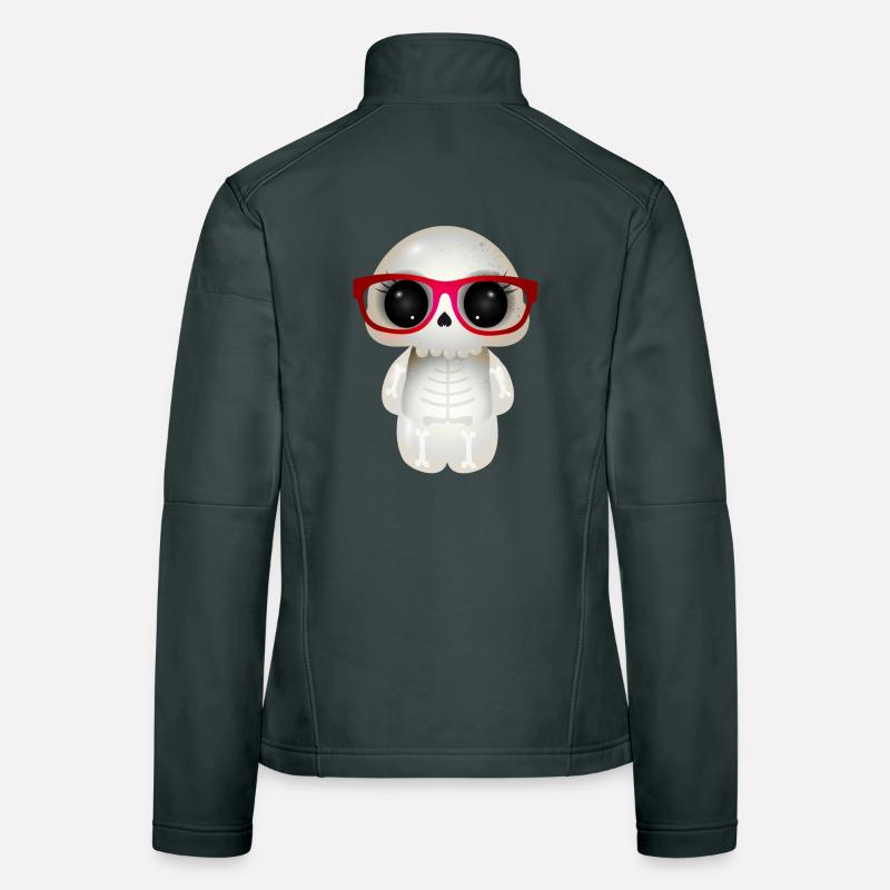 cute skull with red nerd glasses Women's Softshell Jacket