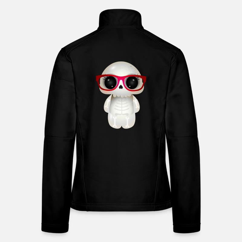 niedlicher Skull mit roter Nerd Brille Frauen Softshelljacke