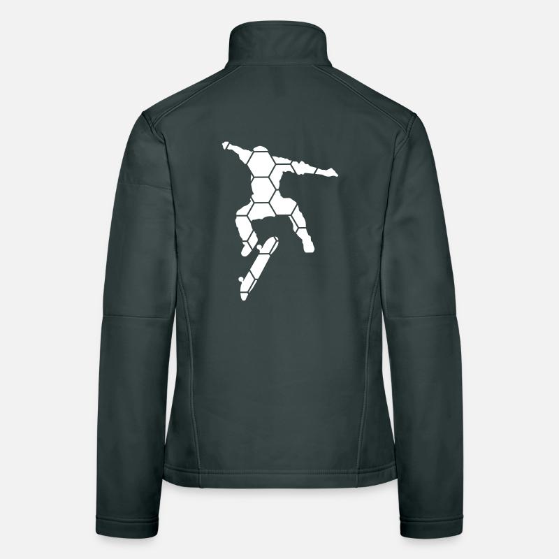 Skateboard silhouette with honeycomb pattern Women's Softshell Jacket