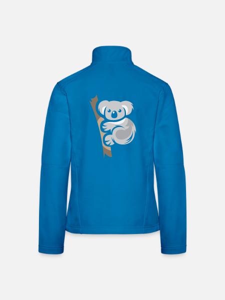 Koala Bear Comic Animal Australia Nature Cartoon Logo - Women's Softshell Jacket - black - Back