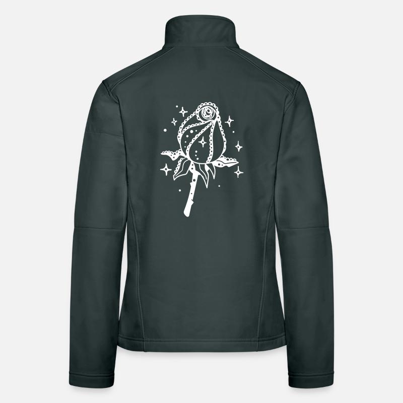 Weiße Rose mit Sternenglanz Frauen Softshelljacke