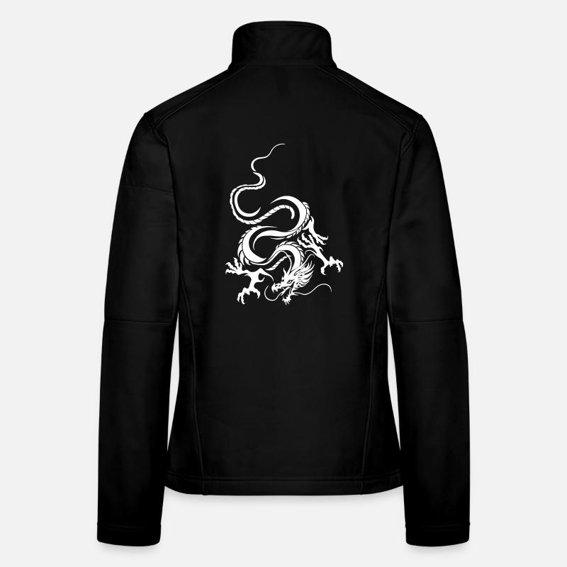 White Dragon Intricate Graphic Art Women's Softshell Jacket