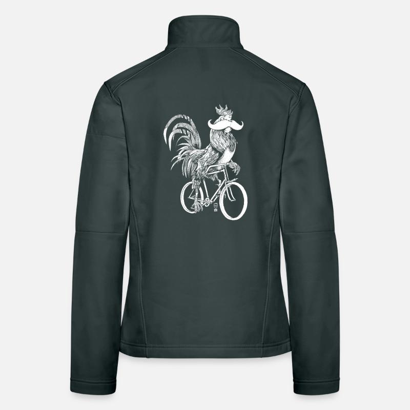 Rooster & Bicycles - weiße Version Frauen Softshelljacke