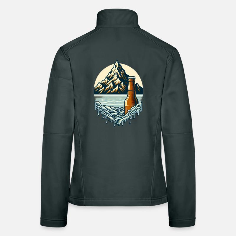 Summit lake with beer bottle Women's Softshell Jacket