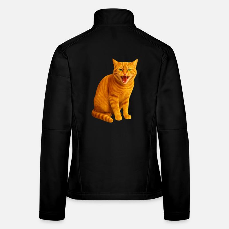 Hissing orange tabby cat Women's Softshell Jacket
