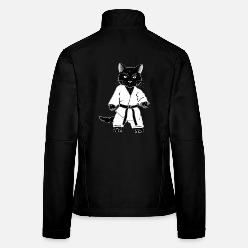 Karate Cat in Black Belt Women's Softshell Jacket