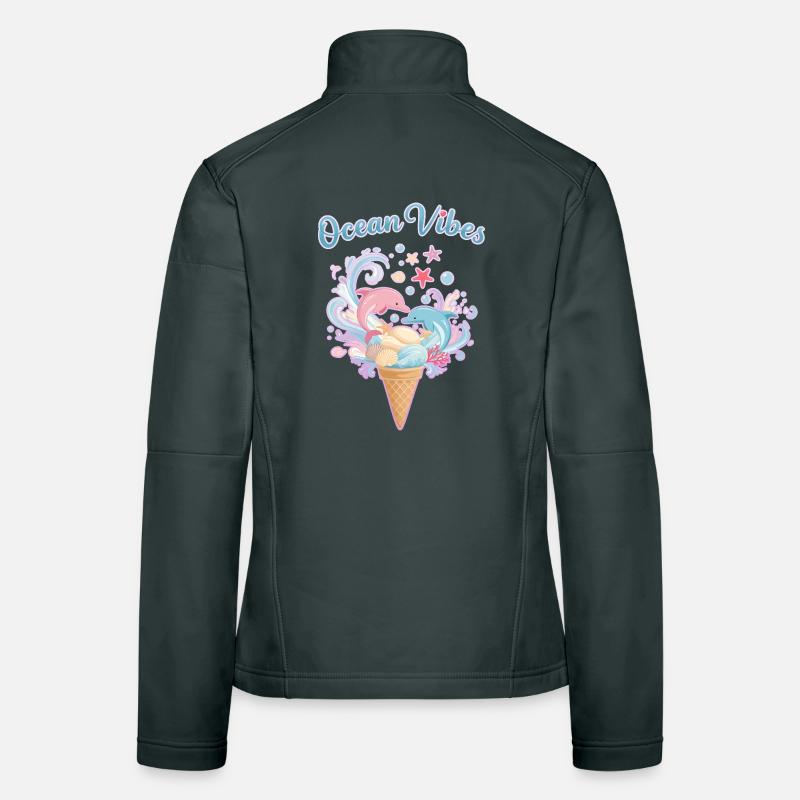 Cream & Dolphins Design 🍦🐬🐬 Women's Softshell Jacket