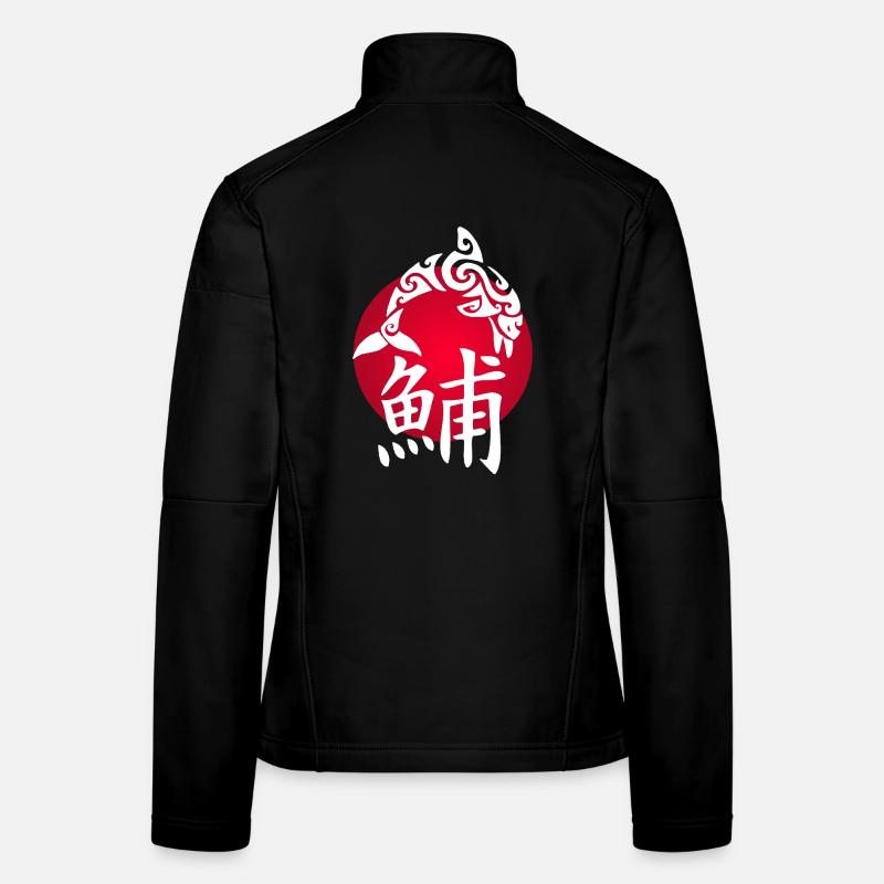 White dolphin and red sun Women's Softshell Jacket