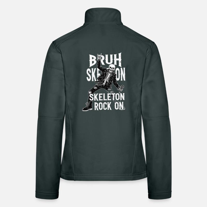 Skeleton Rock Leather Punk Women's Softshell Jacket