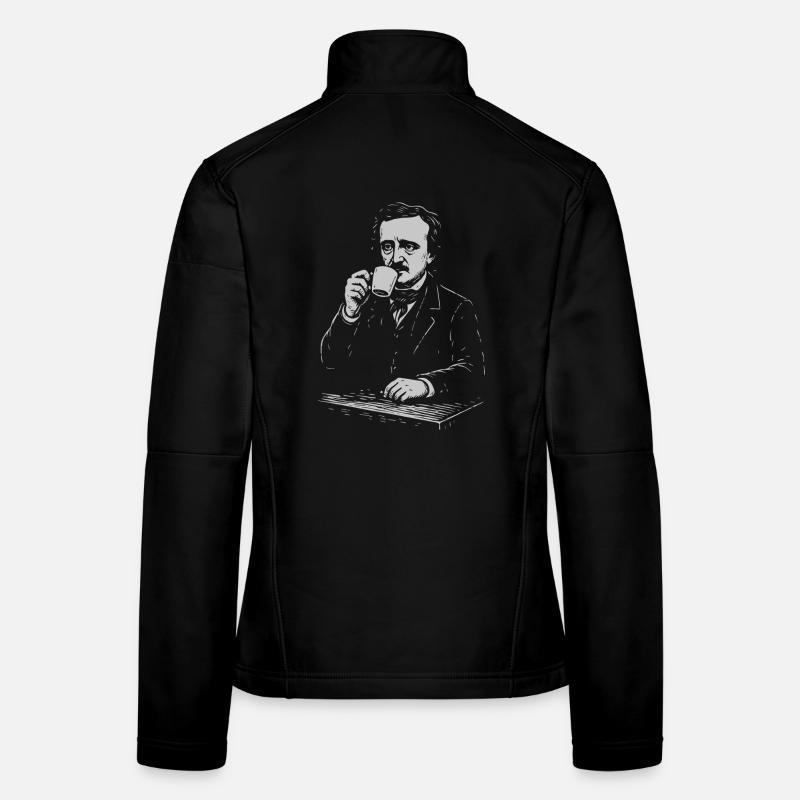 Vintage Barista Portrait with Cup Women's Softshell Jacket